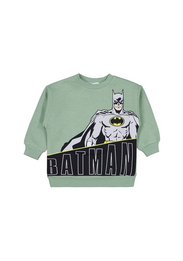 Batman Baskılı 2-5 Yaş Sweatshirt - Yeşil Soft Yeşil