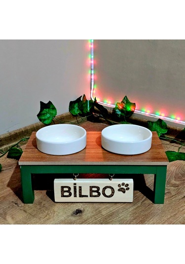 Tekir Store Özel İsimli Kedi & Köpek Mama Su Kabı Seramik Kase İkili