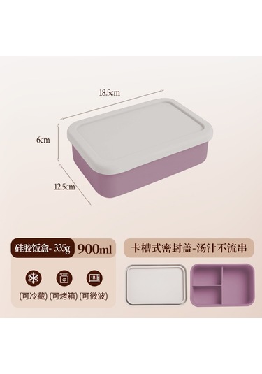 Mikrodalga Fırında Isıtılabilir Silikon Yemek Kabı D-1 Beyaz - Lila