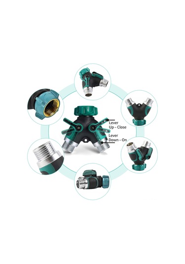 Yaozixa Bahçe Sulama İki Yollu Vana Ayırıcı, Bakır Ve Çinko Alaşımlı, Bağımsız Kontrol Valfleri, 360 Dönebilen Su Kaynağı Bölücü