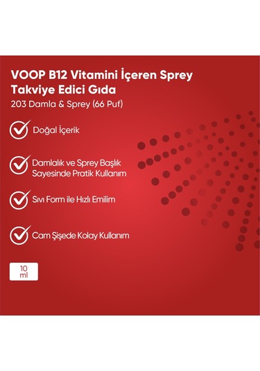 Voop Vitamin B12 Methylcobalamin Sprey Damla 10 Ml