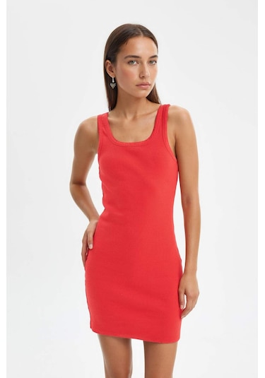Defacto Coool Bodycon Vücudu Saran Basıc Fitilli Kaşkorse Mini Kırmızı Elbise A0732AX23SM Kırmızı Defacto Coool Bodycon Vücudu Saran Basıc Fitilli Kaşkorse Mini Kırmızı Elbise A0732AX23SM Kırmızı
