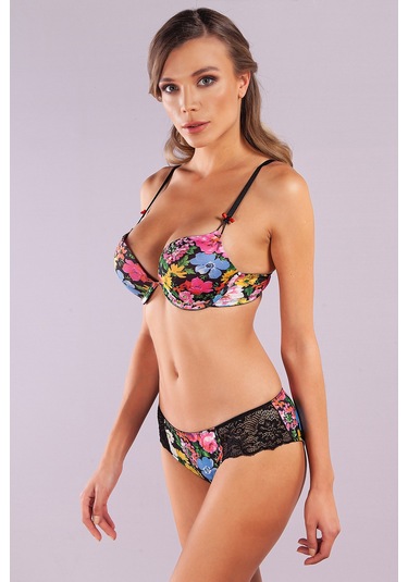 Golshan Garden Boy Short, Kadın Dantelli Çiçek Baskılı Şort Külot Çok Renkli