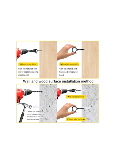 Siyah Metal Vida Kancaları Seti Dış Mekan Işıklar İçin Q-asma Vida Kancası Ve Genişletme Tüpü Kiti