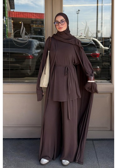 Carell Micro Modal Abaya Kahve Çok Renkli