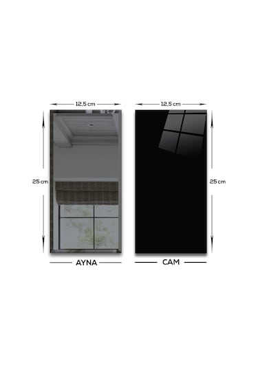 Dekor Camı | Düz Renk Siyah Cam ve Füme Ayna | 10'lu Takım Düz Siyah