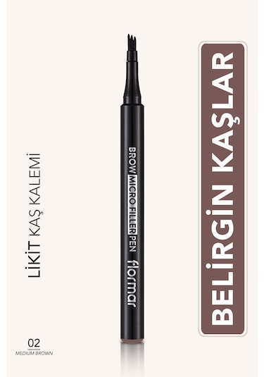 Flormar Brow Micro Filler Fırça Uçlu Likit Kaş Kalemi 002 Medium Brown