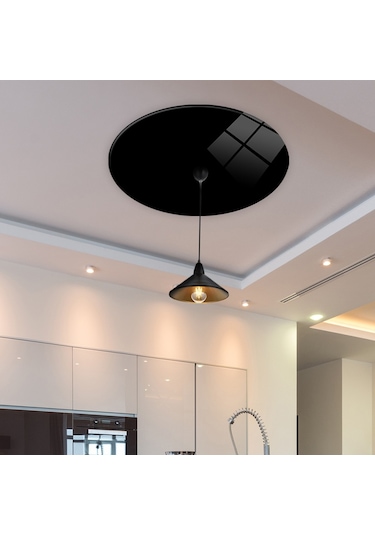 Cam Avize Göbeği | Düz Renk - Siyah | Çap50Cm Siyah