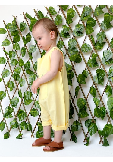 Miababy Nakışlı Yazlık Efil Tulum sarı