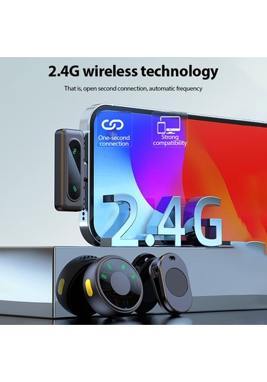 Samdoo J8 2.4g Kablosuz Kolluk Mikrofonu - 30m Alım Mesafesi, Gürültü Engelleme, Type-c + App Adaptörü, İki Mikrofonlu Set