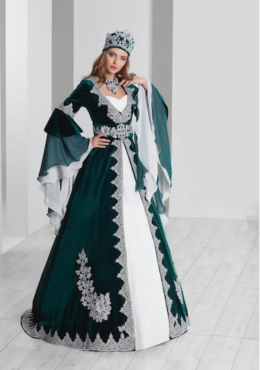 Ceyyiz Bindallı Kına Elbisesi 5 Parça 20-123 Yeşil