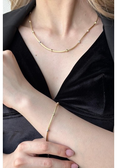 Zümrüt Sarraf 14 Ayar Altın Dorikalı Halat Kolye Bileklik İkili Set