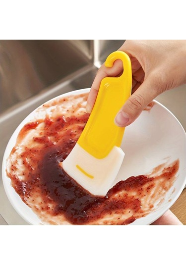 1/2 Adet Mutfak Silikon Yumuşak Kazıyıcı Yemek Kirli Kızartma Tavası Bulaşık Tencere Temizleme Spatula Yıkama Aletleri Mutfak Aletleri Sarı