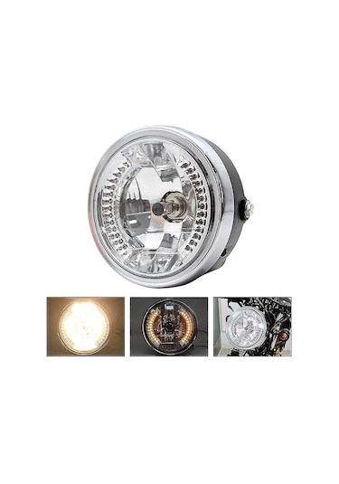 Aubyhe 8 İnç Motor Süspansiyeli Gündüz Farı, Retro Stili Led Ve Halojen Işık Kaynağı, Yüksek/düşük Far Seçeneği İle Yol Görüşünü Artırır