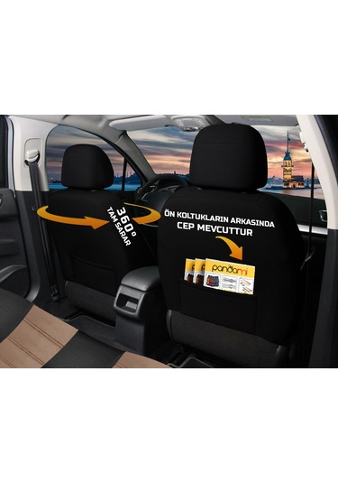 Pandami Oto Koltuk Kılıfı, Tam Set, Tay Tüyü / Taba
