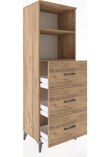 Hyperion Dolap 2 Raflı 3 Çekmeceli 60x44x182 Çam-çam Çam