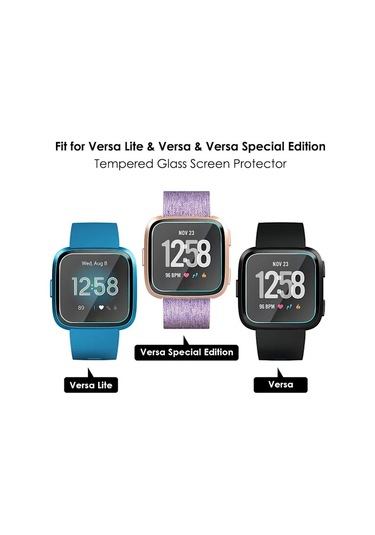 Fitbit Versa Ve Versa Lite İle Uyumlu Qd-4'lü Ekran Koruyucu Versa 2 İçin Değil , Versa İçin Su Geçirmez Temperli Cam Ekran Koruyucu Kılıf