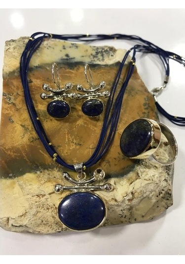 Lapis Lazuli Taşlı Gümüş Set 925 Ayar