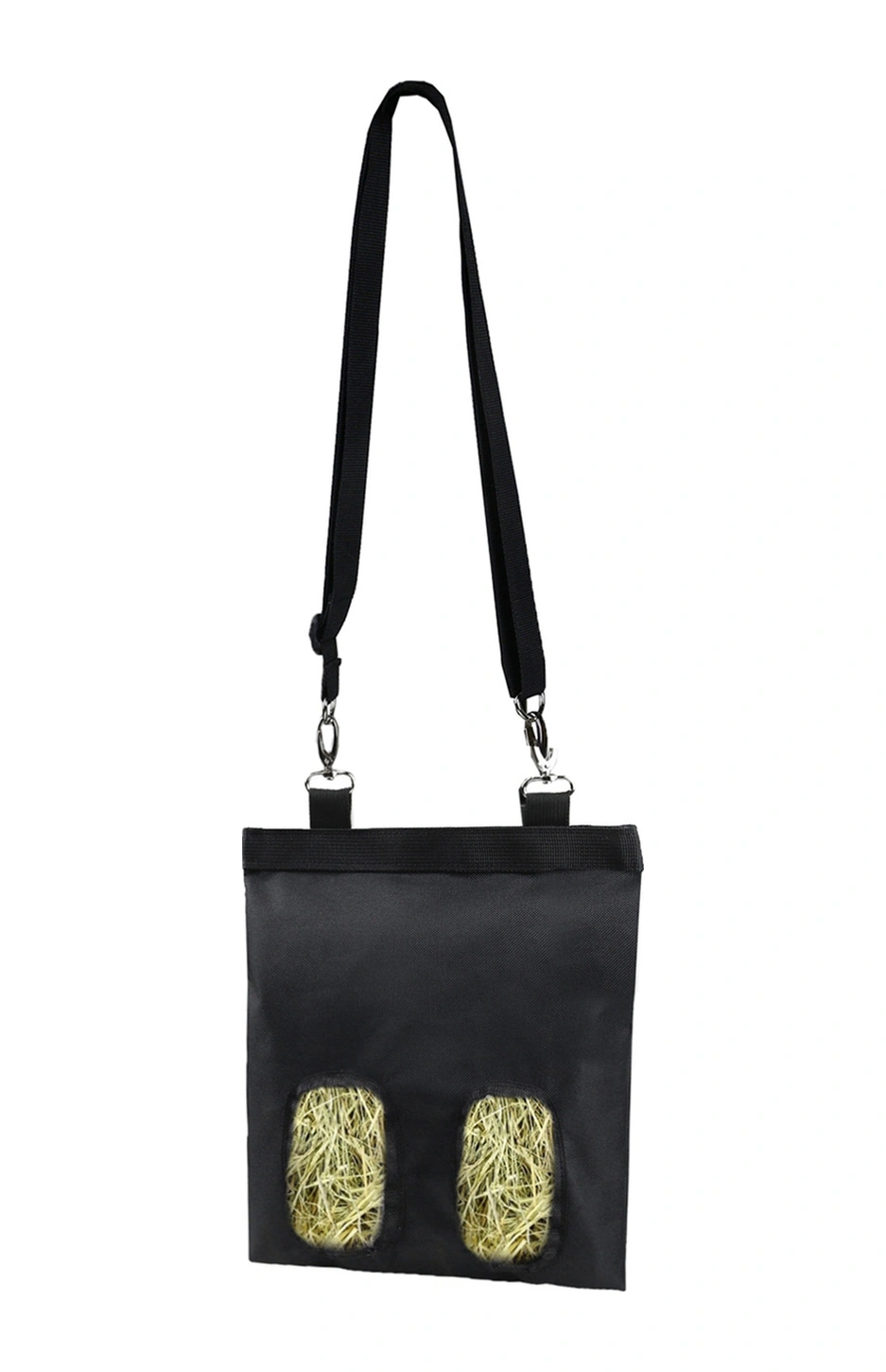 Geeroyoo Küçük Hayvanlar İçin Oksford Kumaş Yem Makyası - Tavşan, Gine Pig, Chinchilla İçin Asılı Oto Yemleme Torbası - Taşınabilir Askı Kemerli Siyah 600d Dayanıklı