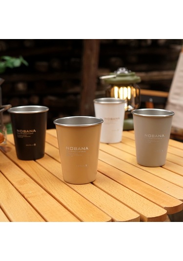 Nobana 4Pcs Kamp Bardağı Bardak Bpa Içermeyen Fda Sertifikalı 304 Paslanmaz Çelik Saklama Çantası Ile Içme Bardağı - Wilderness Style