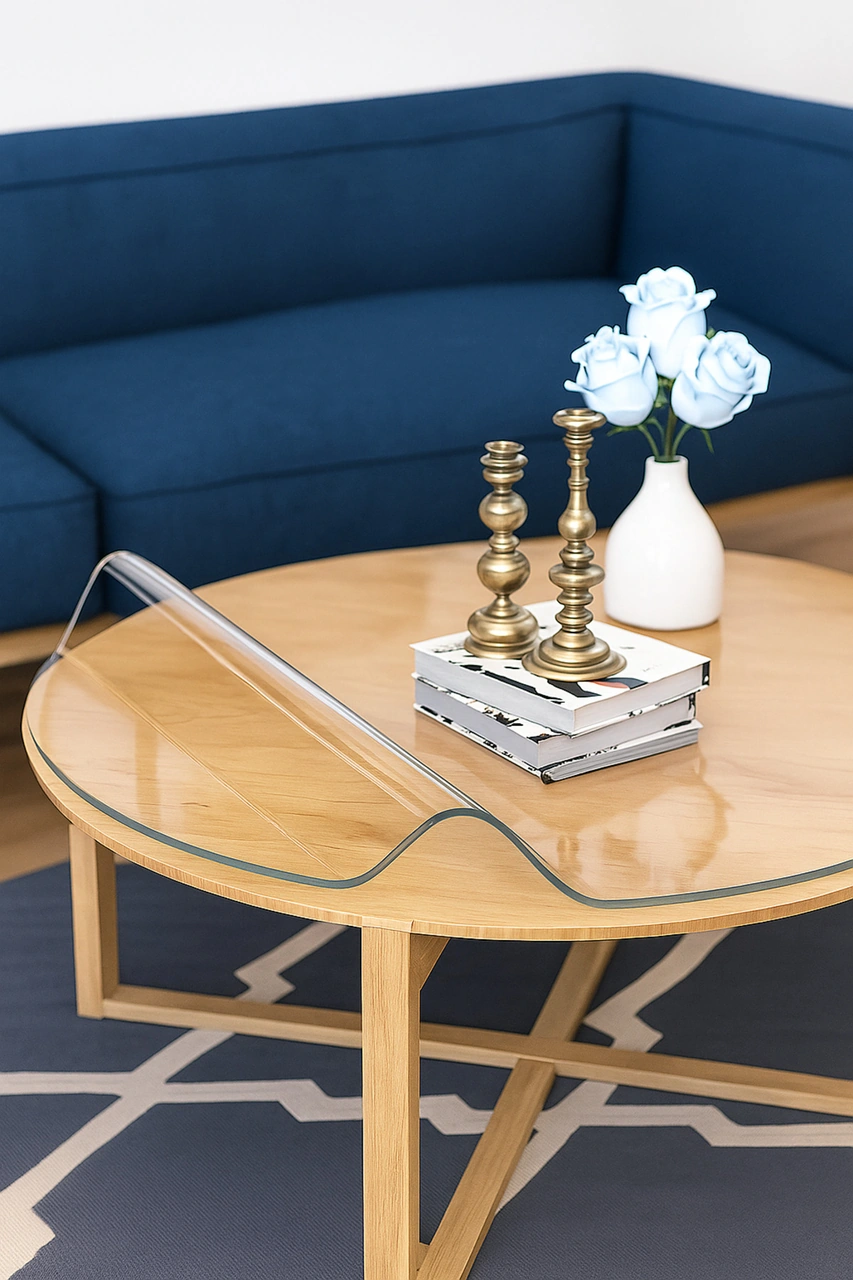 Rona Home Dekoratif Yuvarlak Şeffaf Masa Örtüsü 1,5 Mm Kalın Pvc Kaymaz Sofra Bezi Beyaz