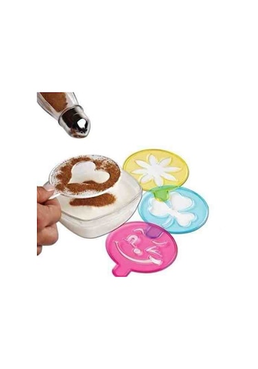 Plastik Desenli Kek Pasta Kahve Tatlı Süsleme Şablonları Çok Renkli