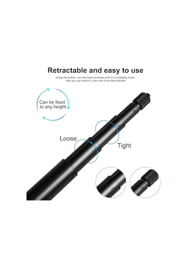 Tongxida Puluz 2m Metal Selfie Çubuğu Insta360 One Rs / X2 / X3 / X4 Siyah