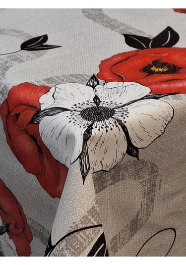 Elyaflı Pvc Muşamba - Desenli Silinebilir Masa Örtüsü Turuncu 140