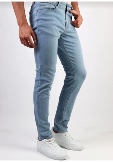 Slim Fit Likralı Erkek Kot Pantolon 30 Buz Mavi