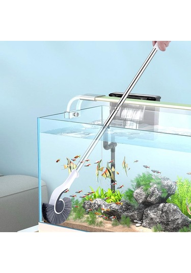 Sones 125 Cm Akvaryum Fırçası Uzun Saplı Temizleme Yosun Giderme Aleti İç Duvar Temizleme Akvaryum Fırçası