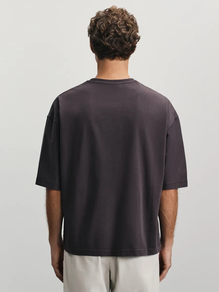 Zarına Oversize Yazlık Pamuklu Düz Renkli Tişört 430281108 Koyu Kahverengi