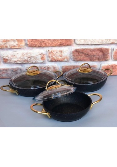 Özkent K-531 Döküm Granit Sahan Seti 6 Parça Siyah