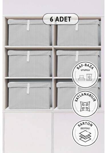 Kapaklı Mega Plus 6'lı Hurç 70x40x30 - Gri Gri