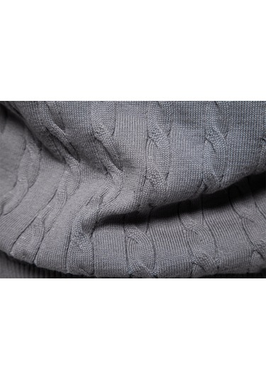 Erkekler İçin Düz Renk Örme Sonbahar Ve Kışlık Kazak Yeşil