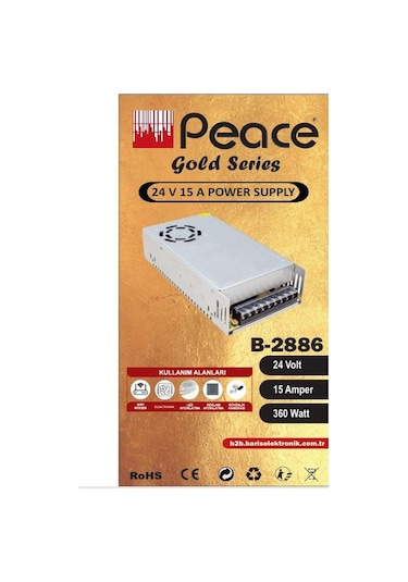 Peace B2886 Led Kamera Adaptörü Metal Kasalı Fanlı 360w 24v 15a