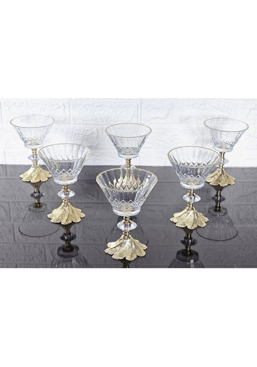 Paşabahçe Serisi Vanıllıa Kase & Magnolıa Kase & Dondurmalık & Şekerlik Semerkand Gold Döküm Ayaklı Naturel