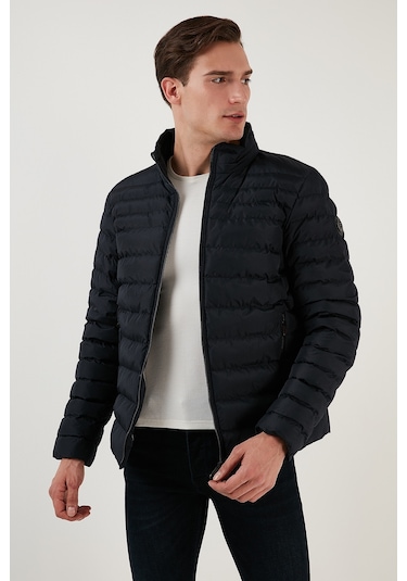 Buratti Dik Yaka Fermuarlı Cepli Slim Fit Şişme Erkek Mont 649002 Lacivert