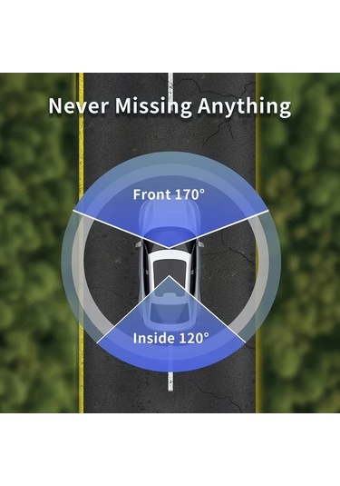 Dashanshop Bcuoz Hd 1080p Çift Lens Araç Kamerası 170 Gece Görüşü G-sensor Hareket Algılama