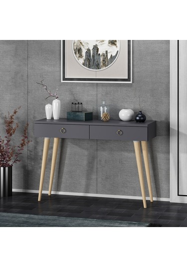 Dekorosso Arden Ahşap Ayaklı Modern Dekoratif Dresuar Antrasit