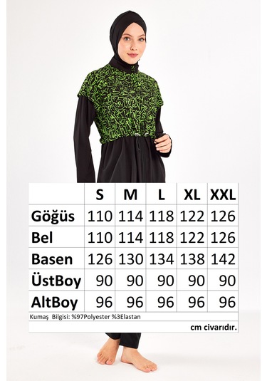 Spor Likra Tam Kapalı Tesettür Mayo Selına 1217 Siyah Siyah02 Siyah