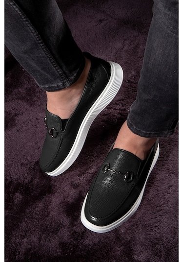 Ducavelli Anchor Hakiki Deri Erkek Günlük Ayakkabı, Loafer Ayakkabı, Hafif Ayakkabı, Yazlık Ayakkabı, Hafif Ayakkabı Siyah