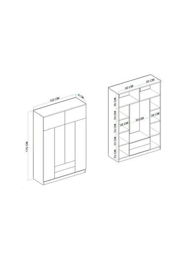 Tema 6 Kapak 2 Çekmeceli Gardırop Atlantik Çam Beyaz