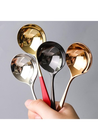 5 Renk Yüksek Kalite 1 Adet Zarif Kahve Kaşıkları Paslanmaz Çelik Tatlı Kaşıkları Mutfak Eşyaları Fash Kırmızı