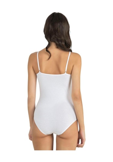 Fabony Bayan İp Askılı Çıtçıtlı Body 1180 Beyaz