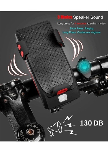 Xbyc-6139 Bisiklet 400 Lümen Ön Far Zil Telefon Tutucu Mavi Gri - Siyah