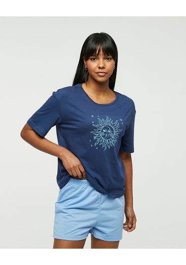 Bella Dossi Pamuklu Kısa Kollu Baskılı Kadın Şortlu Pijama Takımı Lacivert