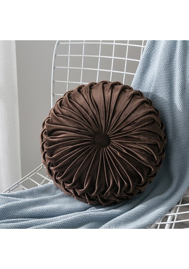 Atmak Yastık El Dikişli Pilili 3d Hollandalı Kadife Kabak 40cm-5 Ekru