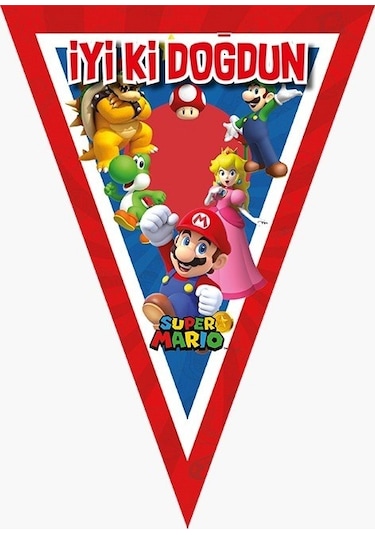 Süper Mario Lüks 70x100 Cm Afişli Doğum Günü Süsleri Seti