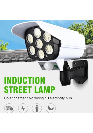 Cbtx 2178t Kamera Tipi Solar 77 Led Işık Hareket Sensörü Bahçe Lambası Duvara Monte Sokak Lambası Uzaktan Kumandalı Projektör Diğer