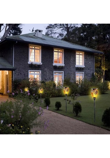 Alev Efektli Solar Bahçe Lambası 51 Cm Bahçe Aydınlatma Beyaz